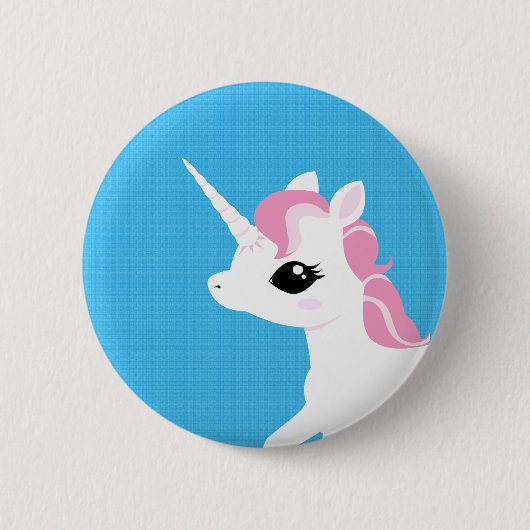 ピンクの鬣ボタンのバッジとの少しユニコーン 缶バッジ (正面)