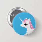 ピンクの鬣ボタンのバッジとの少しユニコーン 缶バッジ (正面&裏面)