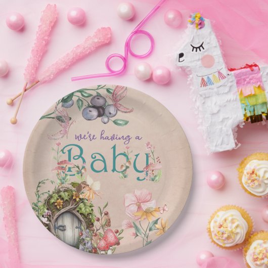 ピンクの魅惑された森の妖精の庭 ペーパープレート (パーティー)