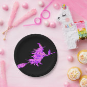 ピンクの魔女が飛び散絵を描った ペーパープレート (パーティー)