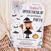 ピンクの魔女のハロウィン誕生日 招待状