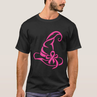 ピンクの魔女の帽子の乳がん啓発リボン Tシャツ