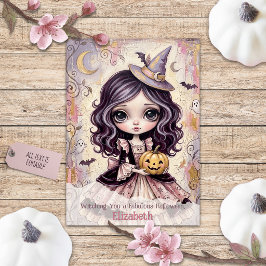 ピンクの魔女ハロウィン ピンクウィン ギーティング カード