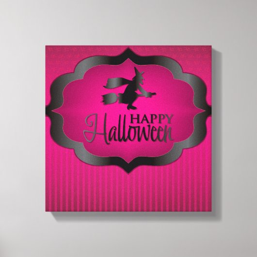 ピンクの魔女ハロウィーンの形 キャンバスプリント (正面)