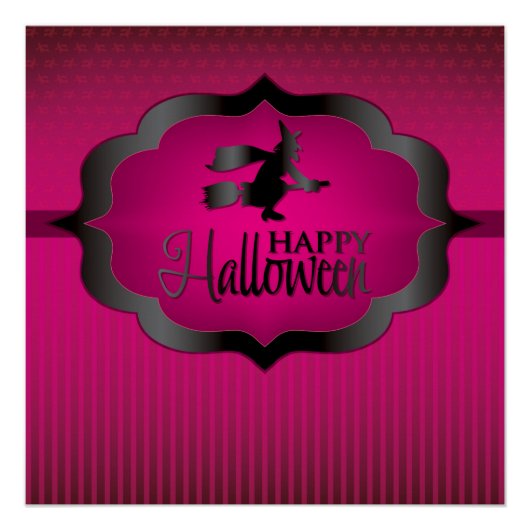 ピンクの魔女ハロウィーンの形 ポスター (正面)