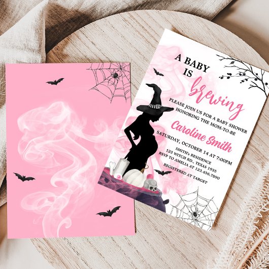 ピンクの魔女Aベビーは赤ちゃんシャワーを醸造している 招待状