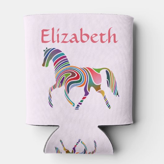 ピンクの魔法とカラフルの虹の馬 缶クーラー (裏面)