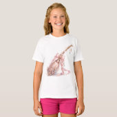 ピンクの魔法のほうきのガールズTシャツ Tシャツ (正面フル)