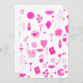 ピンクの魔法のような神秘的な 招待状 (正面/裏面)