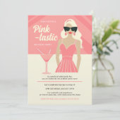 ピンクの魔法のカクテルパーティー誕生日 招待状 (スタンド正面)