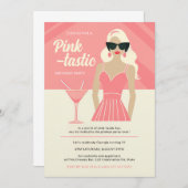 ピンクの魔法のカクテルパーティー誕生日 招待状 (正面/裏面)