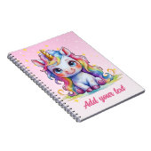 ピンクの魔法のユニコーンノート - 名前をカスタマイズ ノートブック (右側)