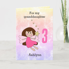 ピンクの魔法の妖精の第3誕生日カード カード