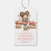 ピンクの魔法の妖精 3歳の誕生日 フローラルギフト ギフトタグ (正面)