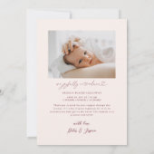 ピンクの魔法の牧草地の写真誕生のお知らせ 案内状 (裏面)