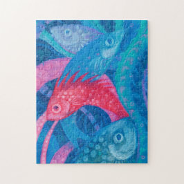 ピンクの魚のり海藻海動物の水中アート ジグソーパズル