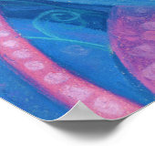 ピンクの魚のり海藻海動物の水中アート ポスター (角)