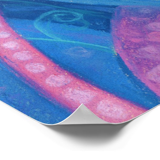 ピンクの魚のり海藻海動物の水中アート ポスター (角)