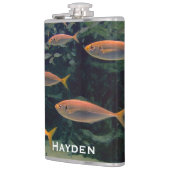 ピンクの魚のショール水中写真パーソナライズされた フラスク (左)