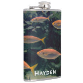 ピンクの魚のショール水中写真パーソナライズされた フラスク (右)