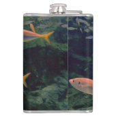 ピンクの魚のショール水中写真パーソナライズされた フラスク (裏面)