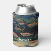 ピンクの魚のショール水中写真パーソナライズされた 缶クーラー (缶正面)