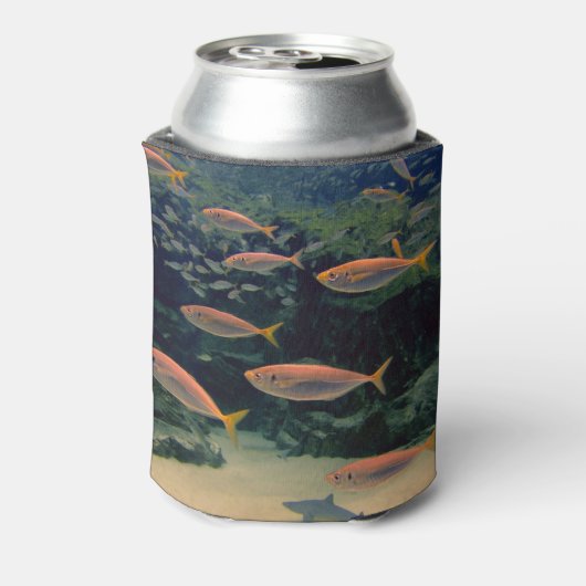ピンクの魚のショール水中写真パーソナライズされた 缶クーラー (缶裏面)