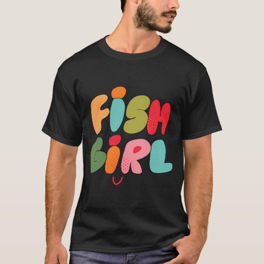ピンクの魚の娘 Tシャツ (正面)