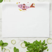 ピンクの魚座、星座、星占いプリント キッチンタオル (折り畳み)