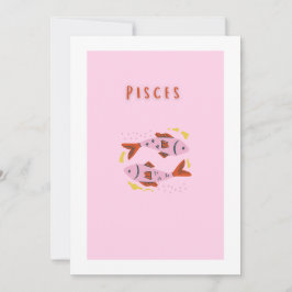 ピンクの魚座、星座、星占いプリント 招待状