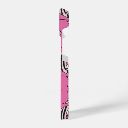 ピンクの魚柄 iPhoneケース (左側面)