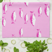 ピンクの魚 キッチンタオル (折り畳み)