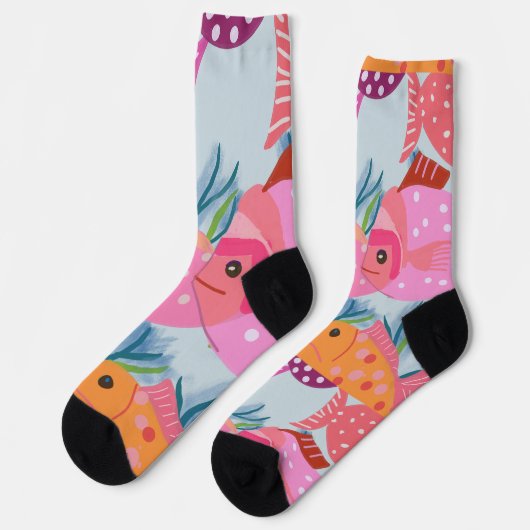 ピンクの魚 ソックス (左)