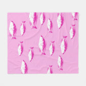 ピンクの魚 フリースブランケット (正面(横))