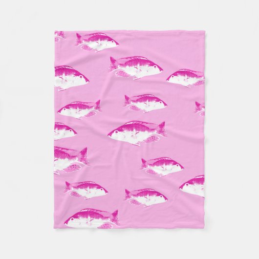 ピンクの魚 フリースブランケット (正面)