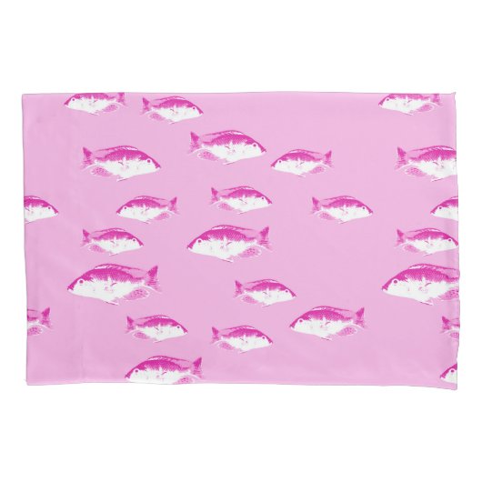 ピンクの魚 枕カバー (正面)