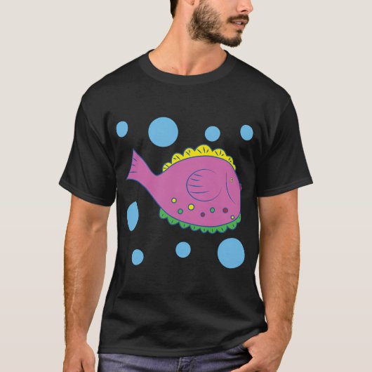 ピンクの魚 Tシャツ (正面)