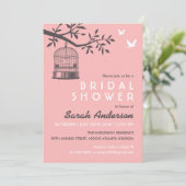 ピンクの鳥かご ナチュラル 結婚前パーティー招待状 招待状 (スタンド正面)