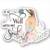 ピンクの鳥が多い シール (正面)