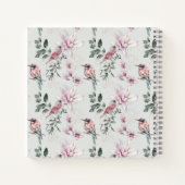 ピンクの鳥とピンクの花のゲストブック ノートブック (裏面)