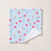 ピンクの鳥と愛のハート バスタオルセット (ウォッシュタオル)