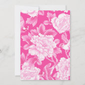 ピンクの鳥と芍薬のシノワズリーブライダルシャワー 招待状 (裏面)