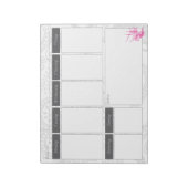 ピンクの鳥と花のパターン週間カレンダーメモ帳 ノートパッド (回転)