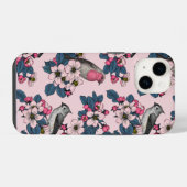 ピンクの鳥と花 iPhoneケース (裏面横)