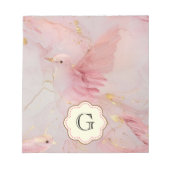 ピンクの鳥のモノグラム ノートパッド (正面)