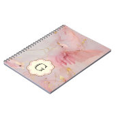 ピンクの鳥のモノグラム ノートブック (左側)