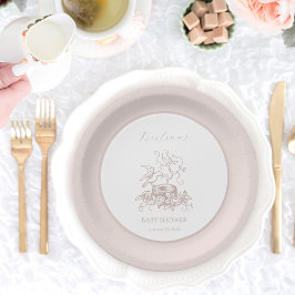 ピンクの鳥の巣ベビーシャワー ペーパープレート