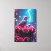 ピンクの鳥の巣稲妻スカイの下 – Surreal キャンバスプリント (正面)