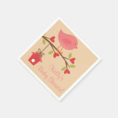 ピンクの鳥の赤ちゃんシャワーナプキン スタンダードカクテルナプキン (角)