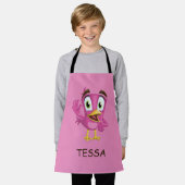 ピンクの鳥 エプロン (着用した状態)